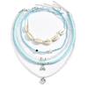Blue beaded necklace, European and American jewelry, summer fashion ins style shell design, high-end item jewelry
