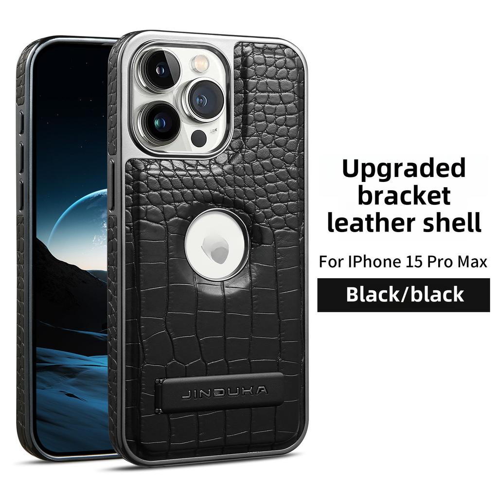 16 Pro Max Electroplat Crocodile Texture Leather Magnetic Phone Case for IPhone 14 Pro Max 13 12 15 16 Bracket Protective Cover