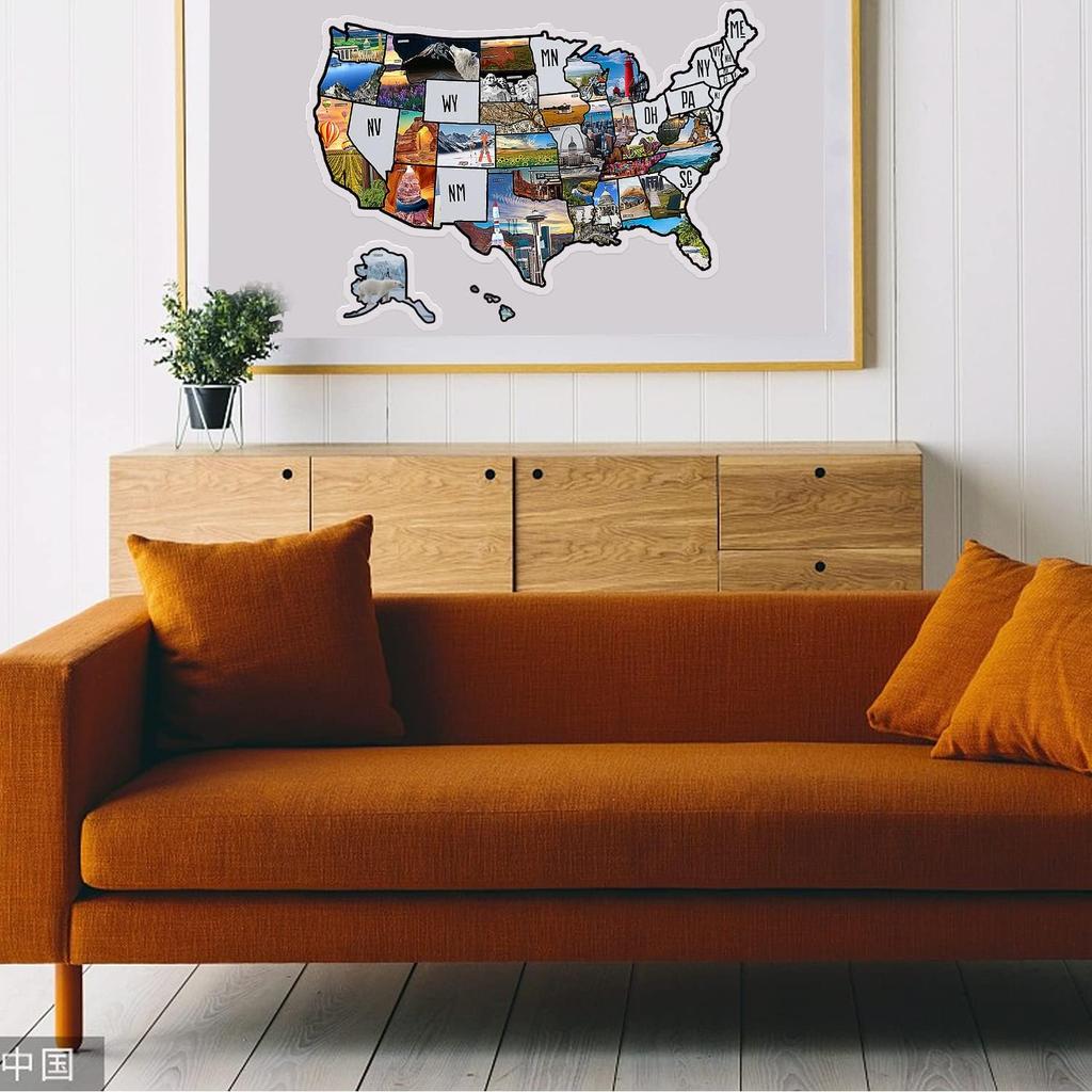 Pacify 2 Sheets RV Stickers Decals 24X16 Travel Of US Map Sticker Visited States For Travel Trailer And Door Wall - 50 State Bumper Stickers, Include