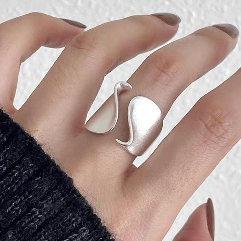 

925 Sterling Silver Ring For Women Fine Jewelry Finger Adjustable Open Vintage Trendy Wide Ring For Party Birthday Gift resizable