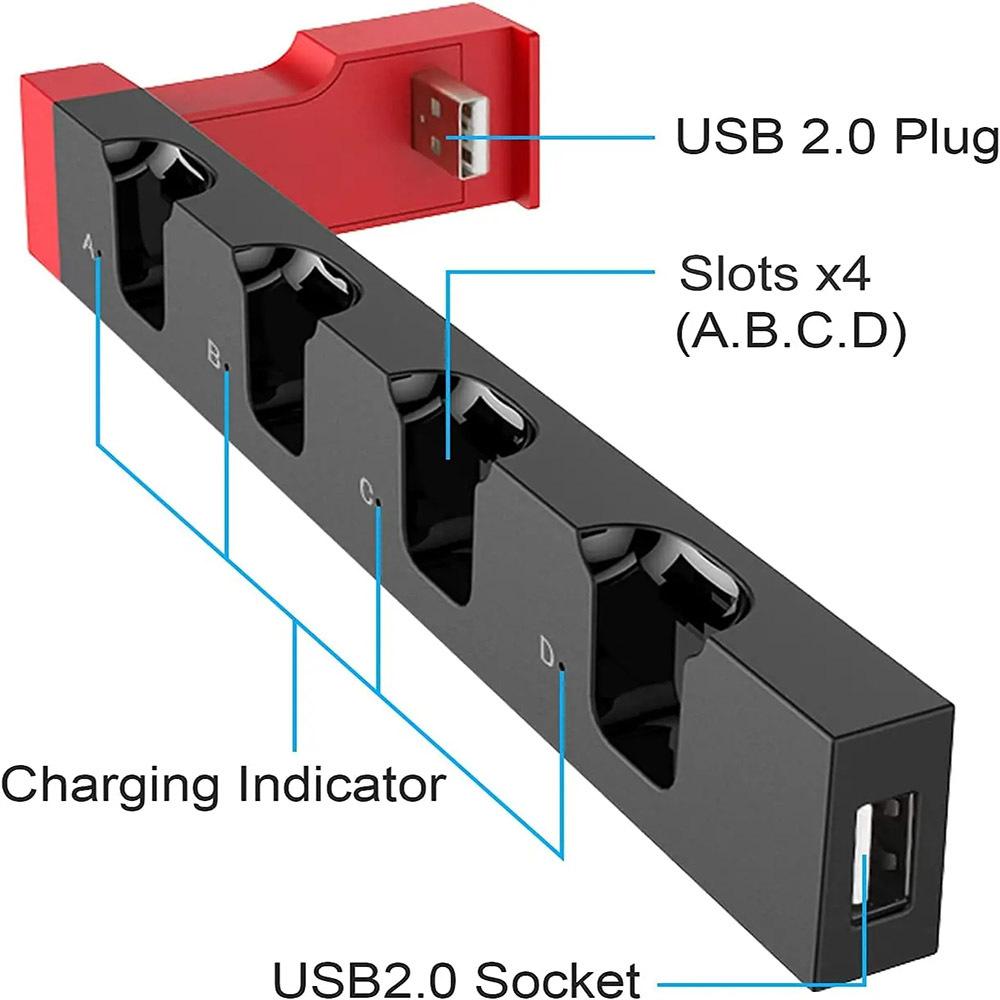 Convenient Controller Charging Dock Compatible with Switch Accessories and OLED Model Joycons 4 Charging N.S Joy-Pay Slots