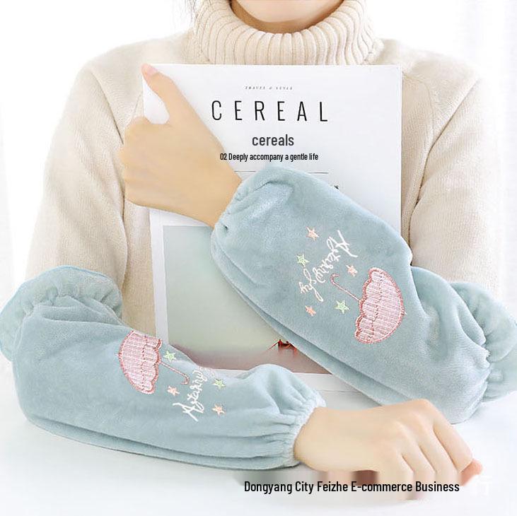 Men's and Women's Cute Korean Style Mid-Length Fleece Sleevelets and Foot Covers for Autumn and Winter