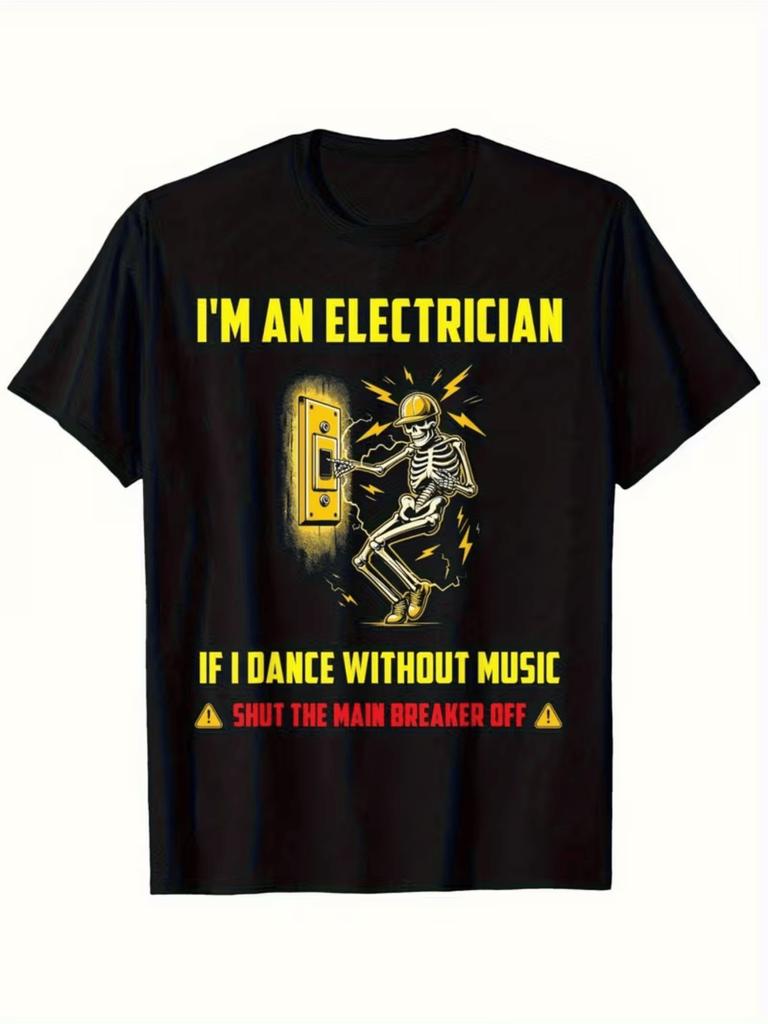 Electrician Graphic T Shirt Men'S Cotton T-Shirt Unisex Casual O-neck Short-Sleeve Tee Overesiz