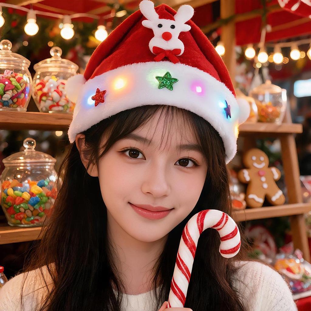 LED Christmas Hat for Adults & Children - Festive Party Decoration with Ornaments