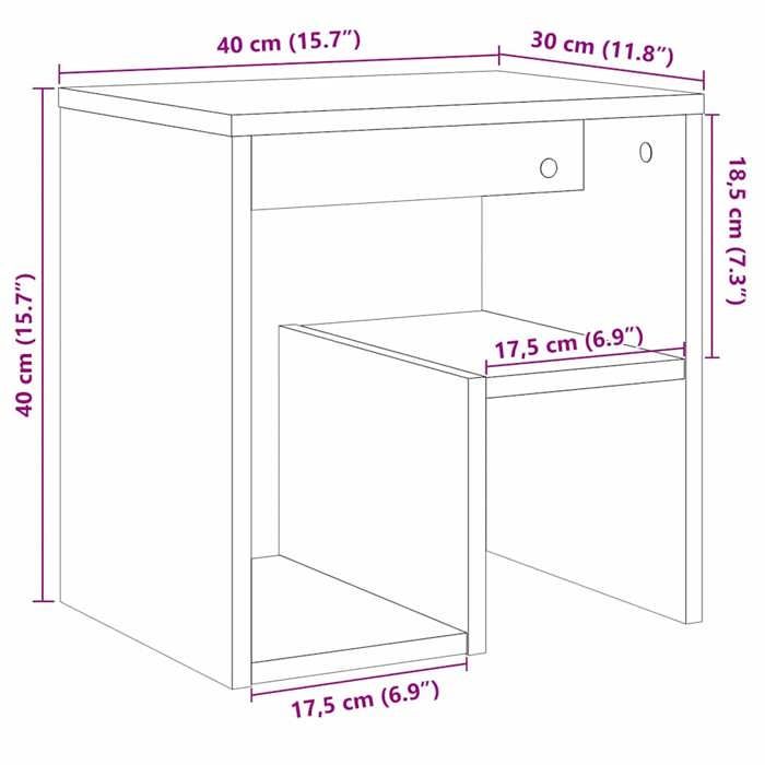 VidaXL Table de chevet vieux bois 40x30x40 cm bois d'ingénierie 856526