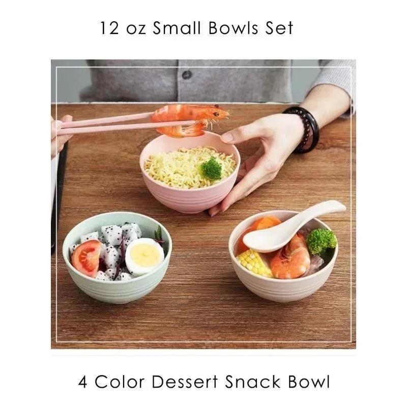 Children's Bowl Household Tableware Single Bowl Wheat Straw Rice Bowls 12CM Noodle Soup Bowl Unbreakable Lightweight