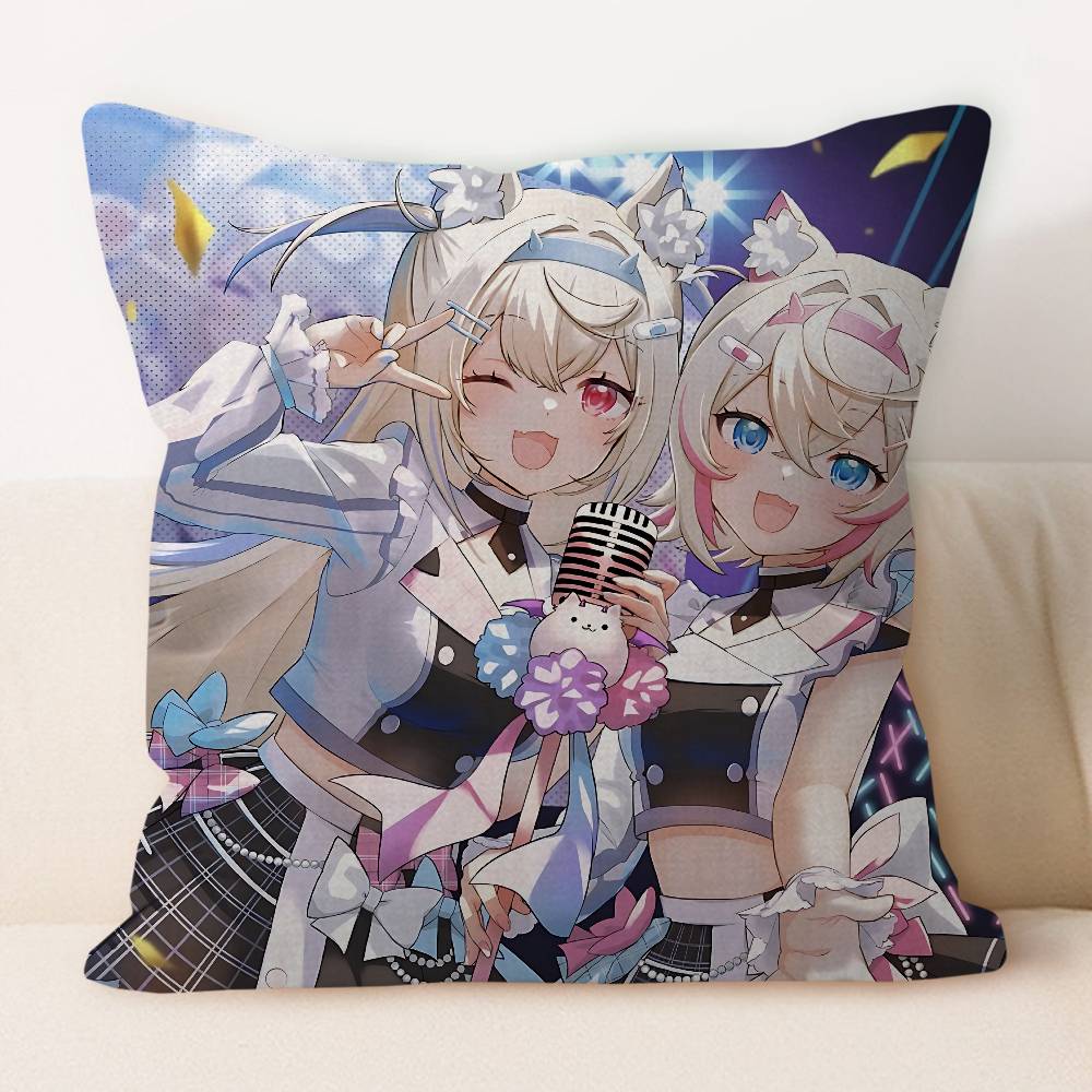 Hololive Mococo Fuwawa Abyssgard Pillow Cover For Bedroom Room And Living Room Sofa Decorative Cushion Cover