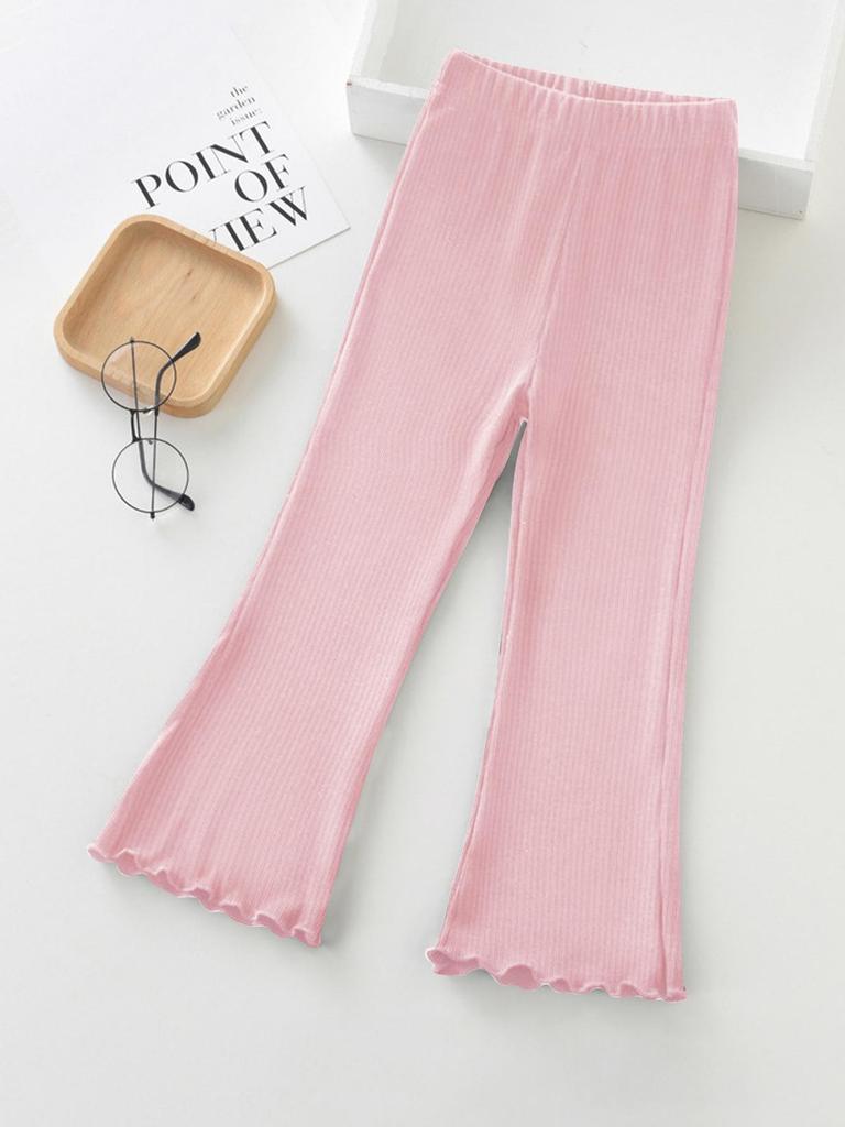 Ribbed Bell Bottom Pants for Infants and Girls - European and American Style, Four-Season Wear
