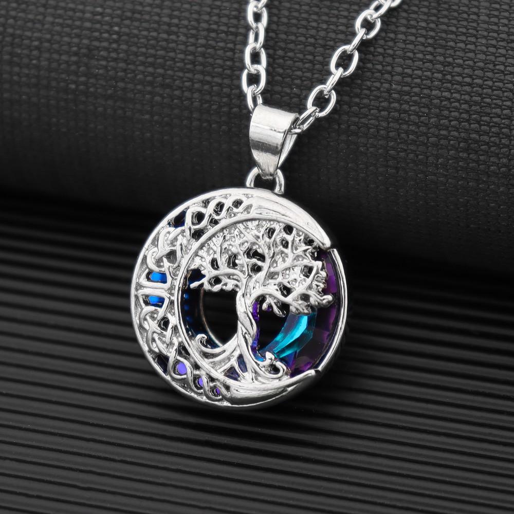 Personality Men's Hip Hop Hollow Pendant Moon God's Tree Necklace