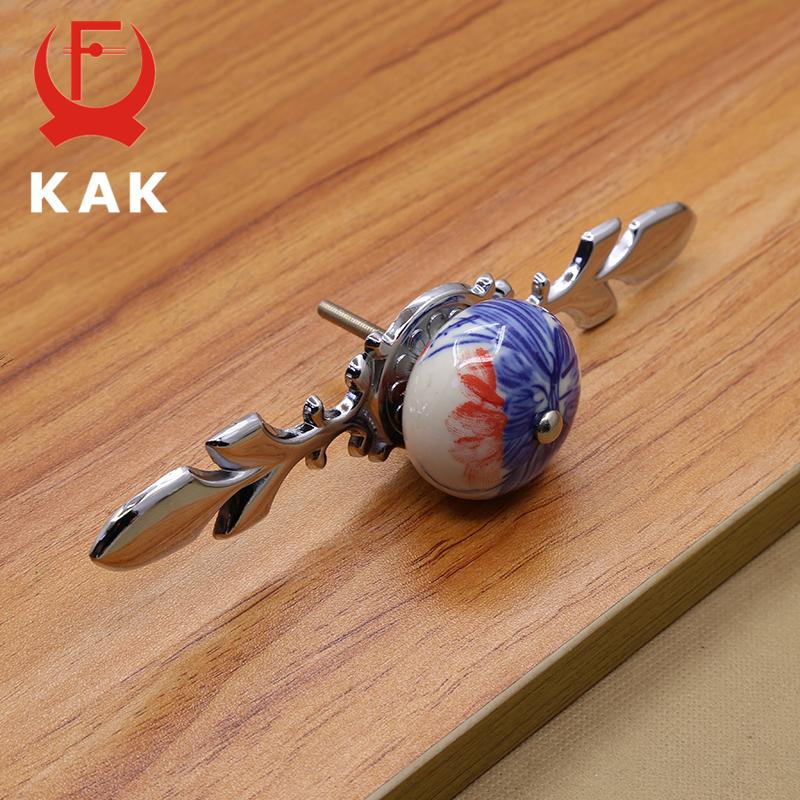 KAK 41mm China Blue and White Porcelain Ceramic Cabinet Handle and Pulls Kitchen Handles Drawer Knobs Furniture Handle and Knobs