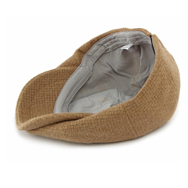 Men Autumn Winter Solid Color Octagonal Cap Knitted Cap British Vintage Newsboy Cap