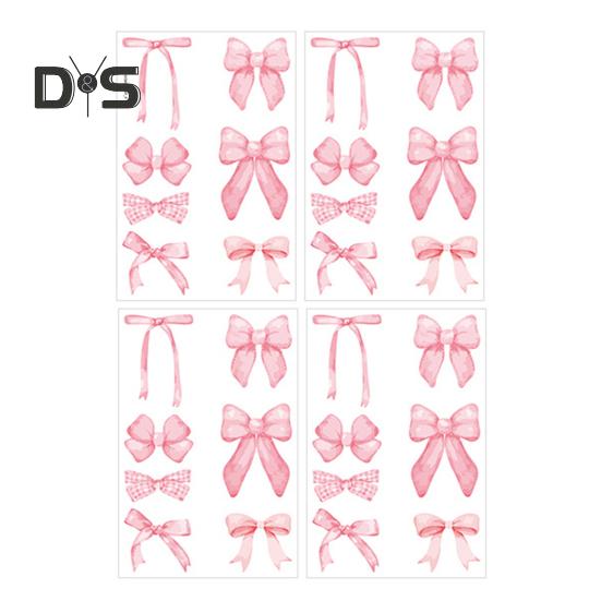 4 Sheets Bowtie Decals Blue/Pink Bow Knot Wall Stickers Peel And Stick Wall Decor Stickers for Nursery Bedroom Kids Room