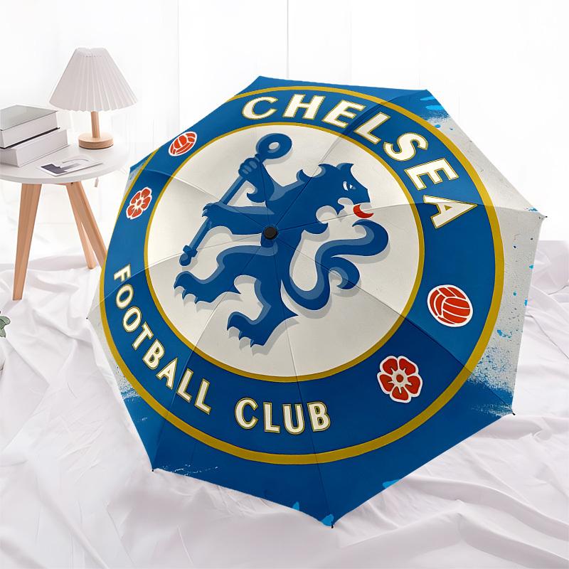 Chelsea Football Club Crest- Automatic Opening and Closing, 8-rib Structure Portable Umbrella, Suitable for Men and Women in All Seasons - P