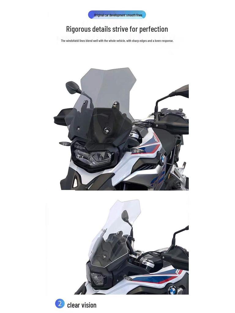 BMW F750/850GS/ADV Manual Lifting Windshield: Enlarged, Heightened, and Widened for Modification