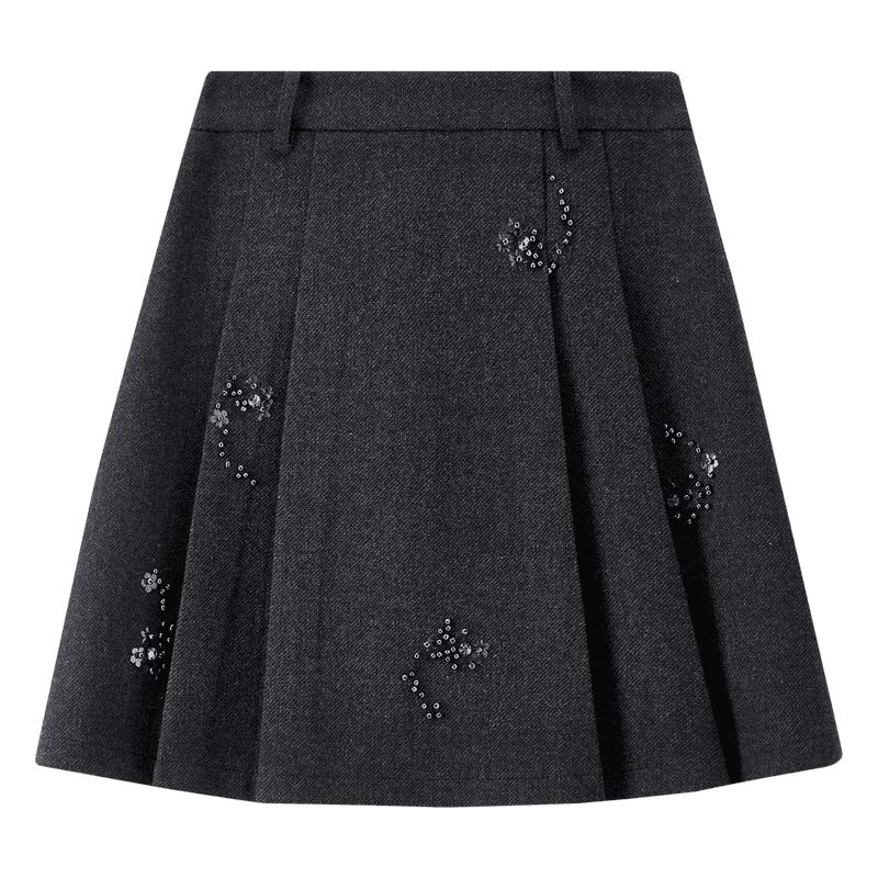 Женская плиссированная юбка А-силуэта из смесовой шерсти L