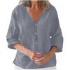 Women's Casual V-neck Cardigan Cotton Linen Solid Color Women's Top Shirts