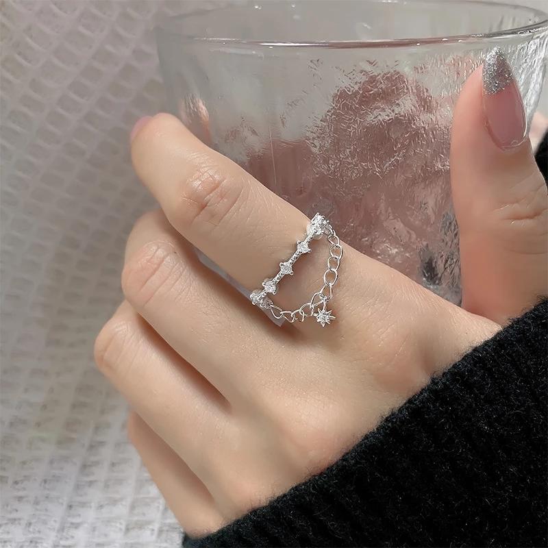 Stamp Copper Color Ring For Women Girl Gift Multilayer Retro Black Rectangular Chain Jewelry Dropshipping