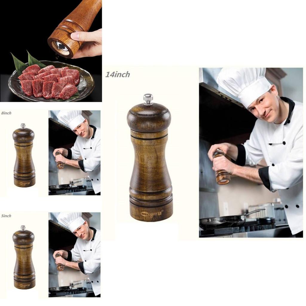 Modern Wooden Pepper And Salt Mill Set With Manual Grinding For Gourmet Kitchen Use