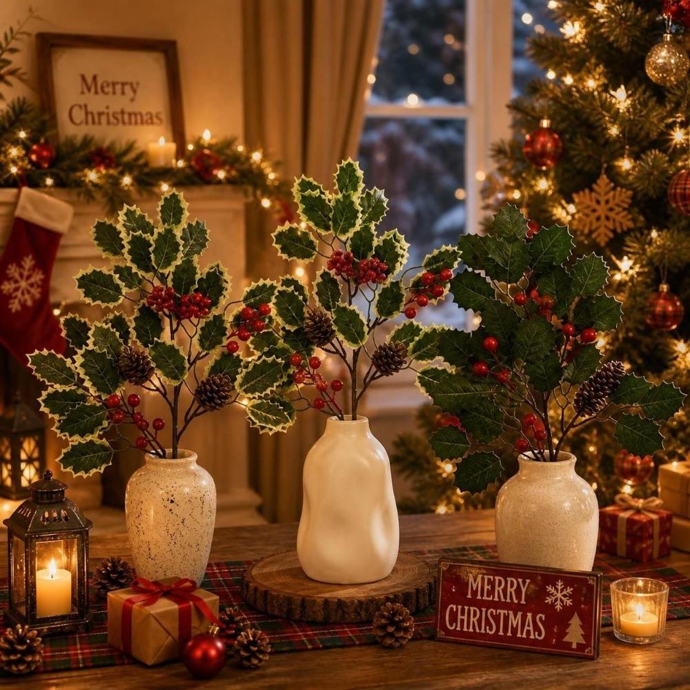 Fake Flowers Christmas Ornament Artificial Floral Decor Festive Bunches Christmas Decorations Home
