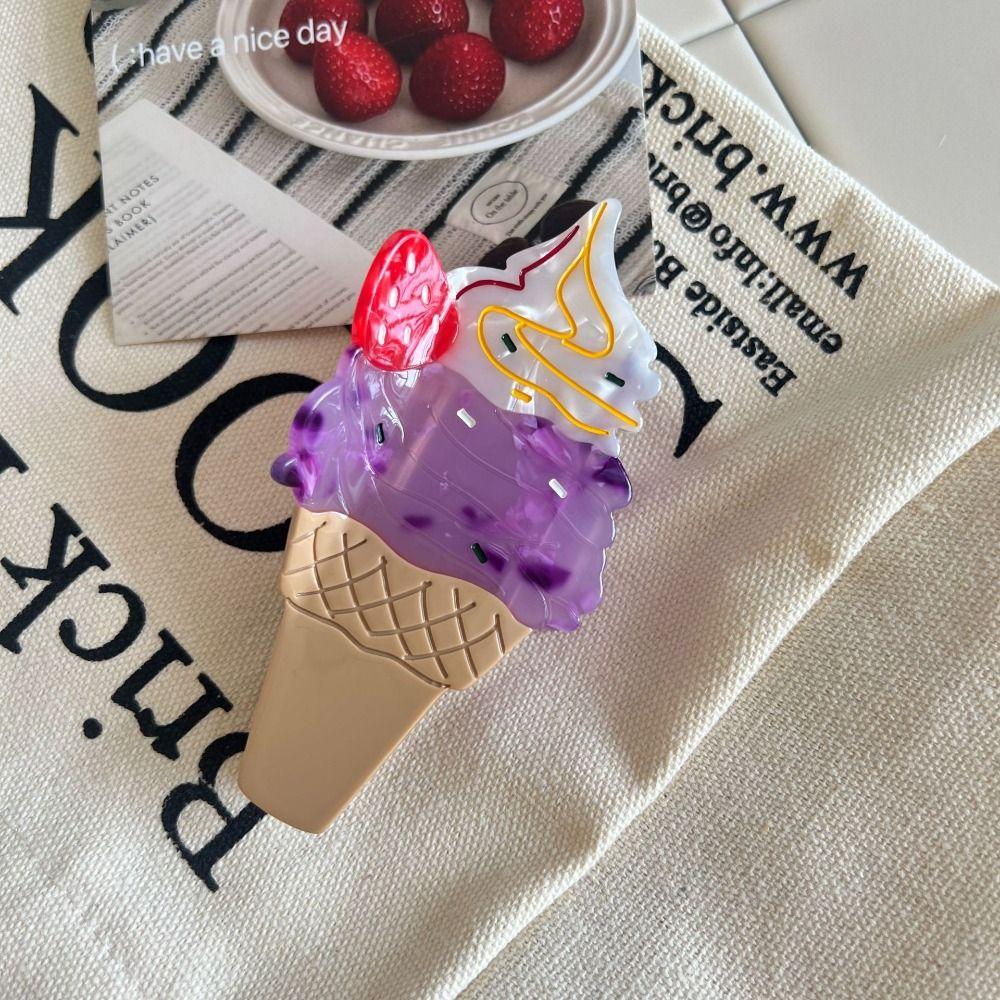 Strawberry Fruit Cone Hair Claw Watermelon Acetic Acid Shark Grab Cute Ice Cream Hair Claw Girls