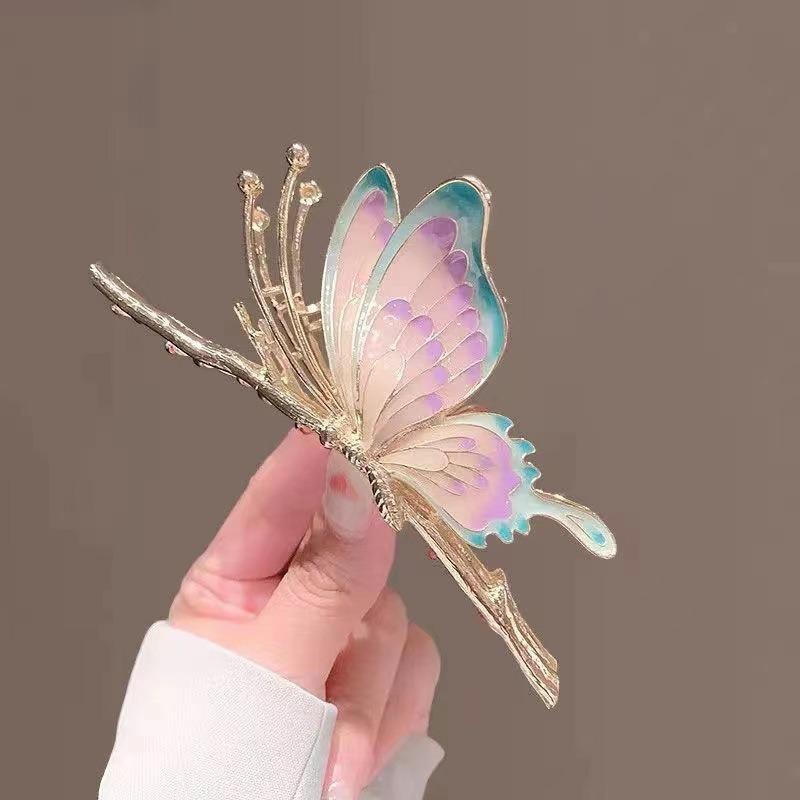 

1pc Colorful Enamel Butterfly Hair Clip Toned Accents Vibrant Pink Design Perfect Styles Looks Whimsical Hair Accessories