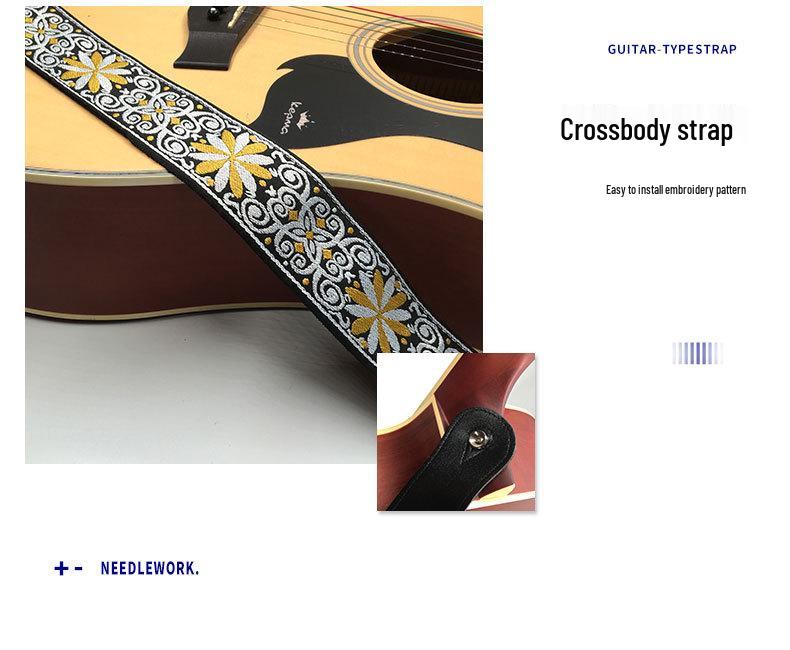 Folk Style Canvas Guitar Strap for Electric, Acoustic, and Bass Guitars - Ethnic Design Shoulder Strap