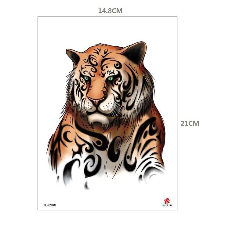 Clown Mouth Flower Body English Color Lion Tiger Half Arm Animal Pattern Water Transfer Simulation Tattoo Sticker