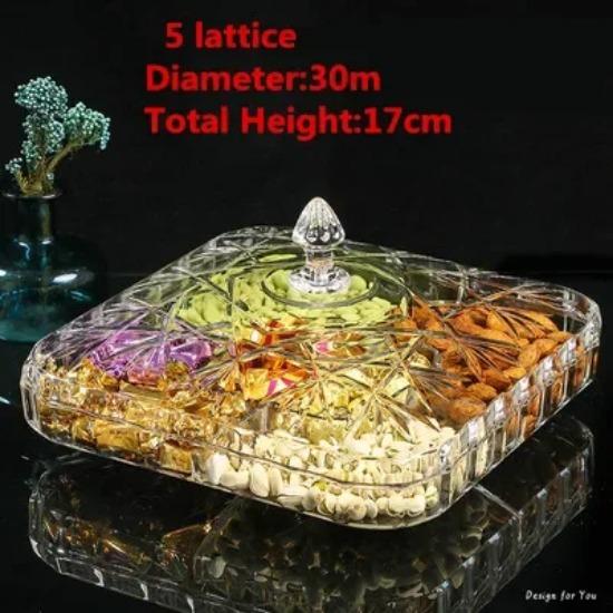Fruit Basin Dry Candy Dish Sugar Snack Nut Peanut Food Storage Can Box with Cover Plastic Trinket Tray Transparent Acrylic Plate