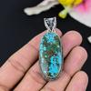 Tibetan Turquoise Gemstone 925 Sterling Silver Jewelry Pendant 2.05" KG-132