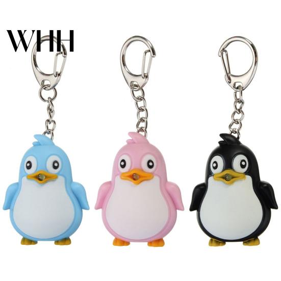 Cute Animal Penguin LED Light with Sound Key Chain Ring Torch Xmas Gift