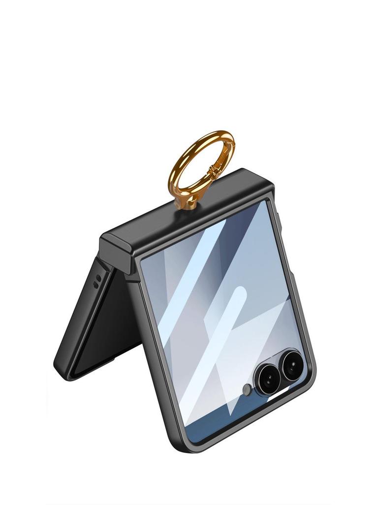 Samsung Z Flip7 Ultra cienkie etui na składany telefon z ochroną zawiasu, modny magnetyczny pierścień i kompatybilnością z ładowaniem bezprzewodowym