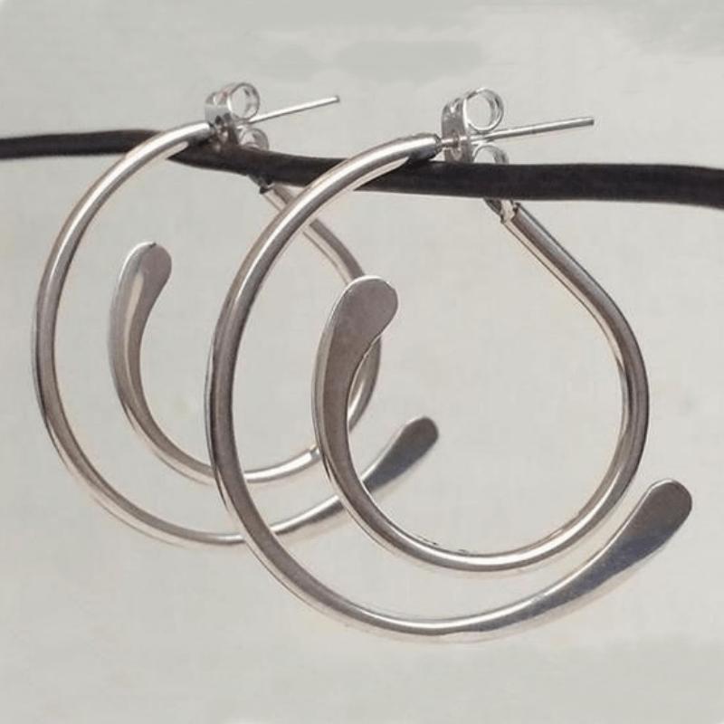 Cercei Geometrici Argintii pentru Femei, Design Retro Minimalist, Bijuterii Capabile și Trendy pentru Petreceri Zilnice, Cadouri
