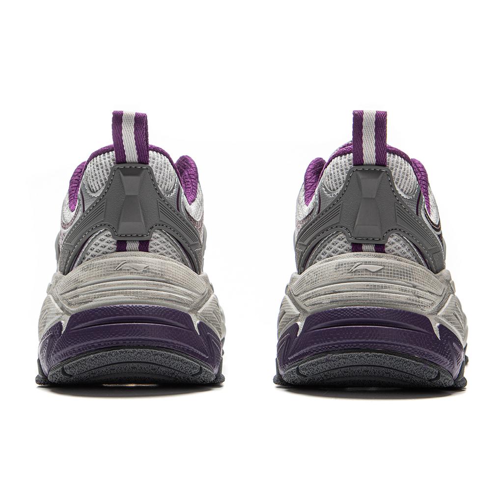 Li Ning Brown Sugar 2 Versatile Retro Thick Sole Fashionable Casual Shoes Women Sneakers Gray Purple AGCV124-3