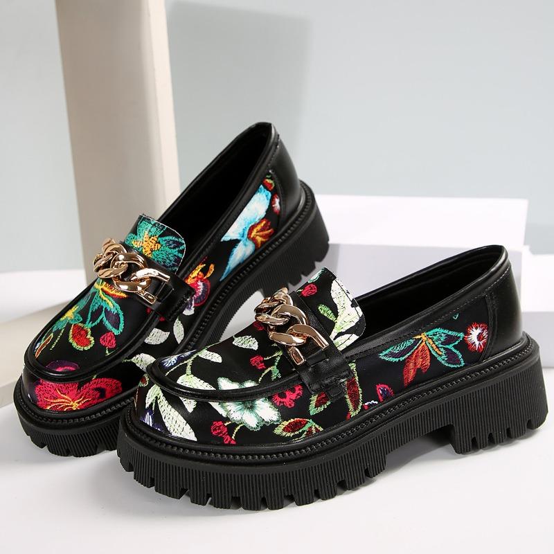 Spring and Autumn New Model Thick-Topped Women's Round-Toe One-Piece Shoes