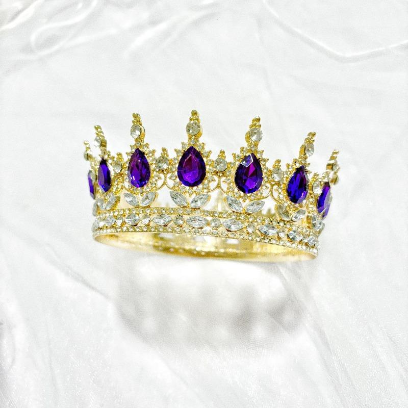 Big Crown Bridal Wedding Tiara Colorful Round Tiara Birthday Cake Decorative Ornament Queen Atmosphere
