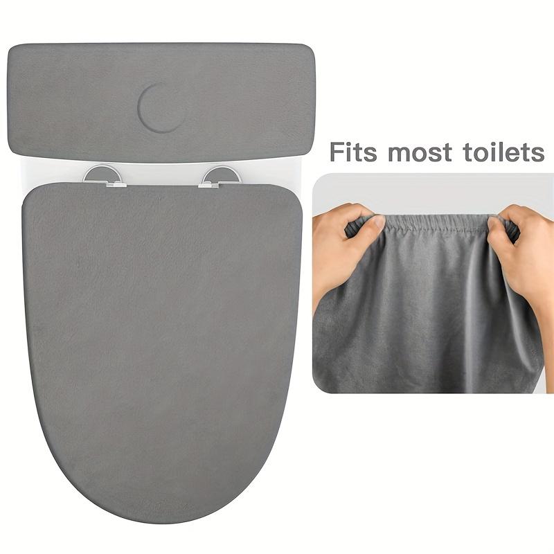 2pcs of Solid Color Elastic Toilet Seat Cover, Easy To Disassemble and Durable Toilet Lid, Water Tank Dust Protection Cover