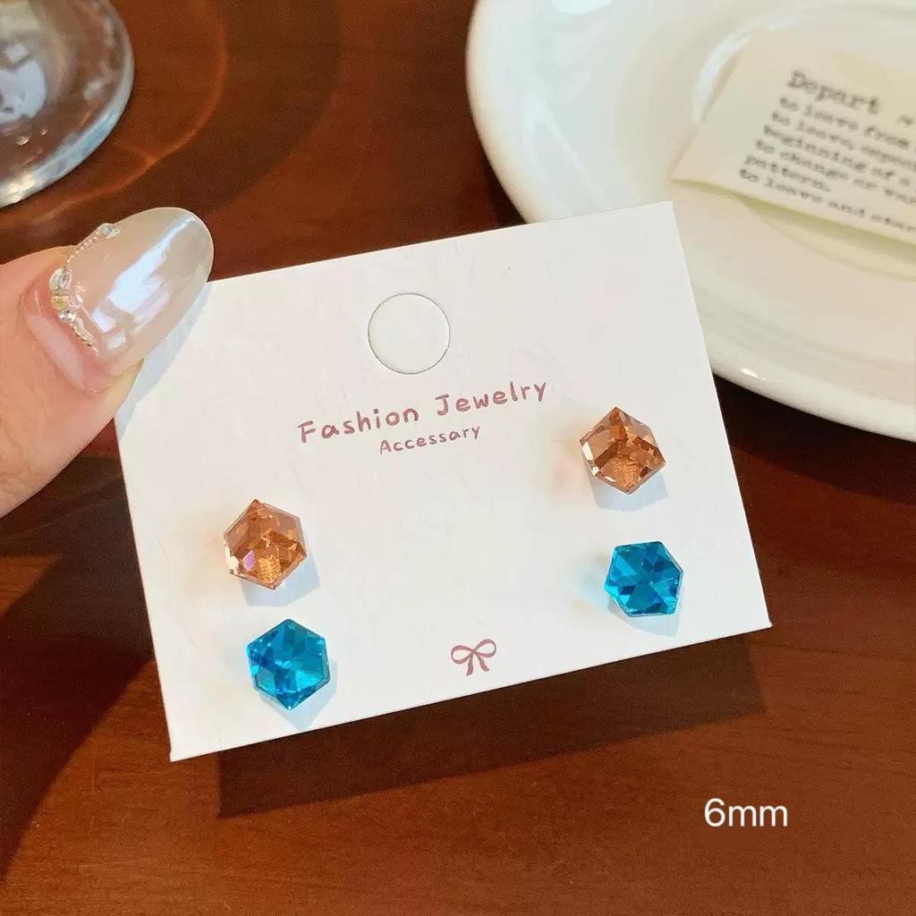 Flashing Millennium Eight-Sided Zircon Rose Ear Studs for Women - Personalized Multi-Faceted Exquisite Design