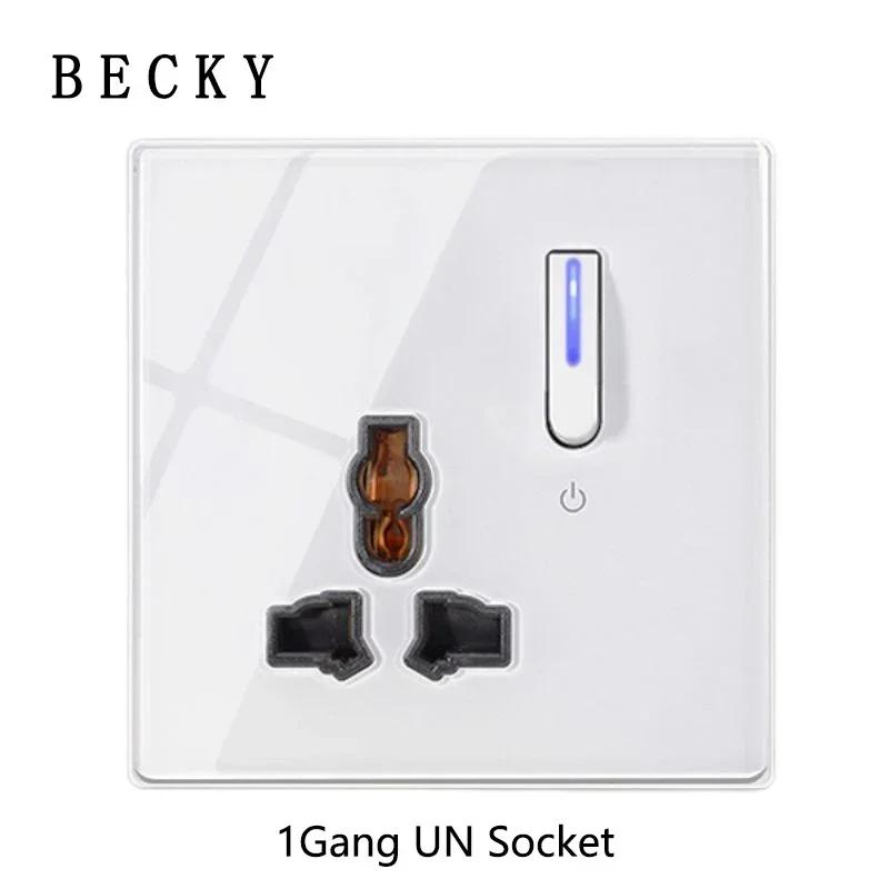 White Wall Lamp Tempered Glass International Switch Self-Reset Led Indicator Light Piano Keys Wall Lamp Panel 1-4gang 1Way 2Way