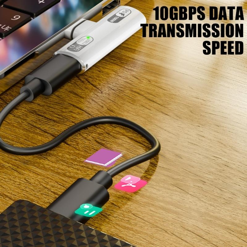 Rozbočovač typu C USB C Audio a PD100w Nabíjecí adaptér USB C Adaptér pro hudbu a napájení 10Gbps Přenos dat