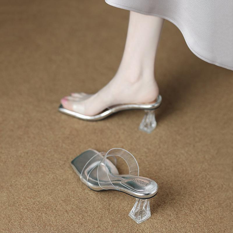 

Sheepskin version 322-5 not tired feet sandals 2025 summer new cool slippers fashion high heels women s shoes 39 серебряный