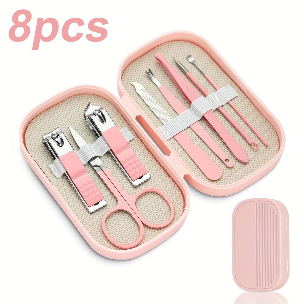 Modern Style 8 pcs Manicure Foot Care Kit Including Nail Clippers and Trimming Tools with Portable Storage Box - Unisex Nail Set