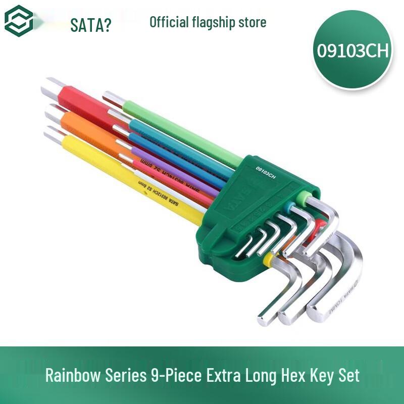 SATA 09103CH Rainbow Flat Head Hex Key Wrench Set