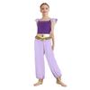 Girl Arabian Princess Costume Patchwork Flying Sleeves Rhinestone Sequins Tassels Side Slit Chiffon Pants
