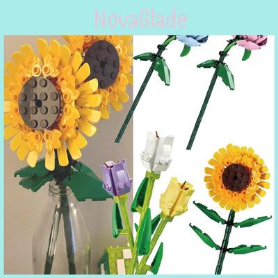 Rosen-, Sonnenblumen- und Tulpen-Bausteine ​​Spielzeug Kindergeschenk Künstliche Blumendekoration