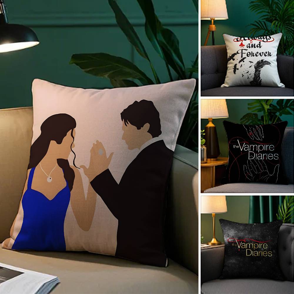 Film The Vampire Diaries-D Kuddfodral Silkeslent elegant Bekväm Soffsäng Osynlig dragkedja Strandkuddfodral
