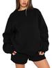 MAITA Ensemble de survêtement décontracté ample à la mode pour femme, couleur unie, col rond, sport, bleu, blanc, ensemble de vêtements de fitness