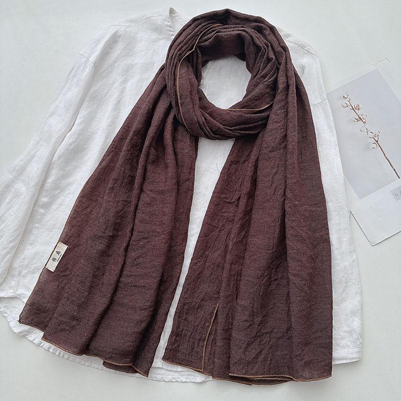 Japan and Korea Elegant Solid Color Cotton and Linen Extended Scarf Women's Soft Skin-friendly Casual Outer Autumn Shawl