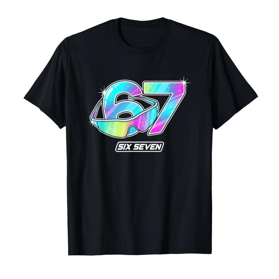 

6 7 Meme Six Seven Sunglasses Gen Alpha Funny Design 67 Tshirt for Unisex Women 100 Cotton T Shirts Short Sleeve Tops 09061 S