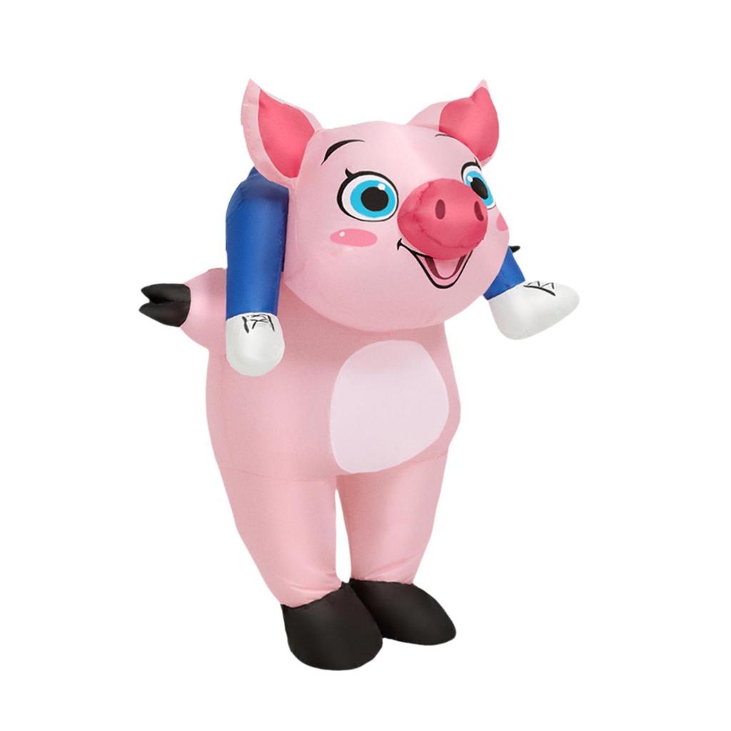 Inflatable Pig Riding on Costume Tear Resistance Multifunctional for Women Pink