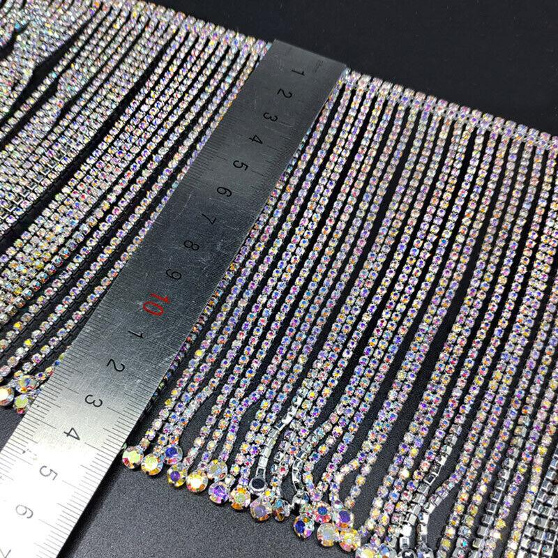 Frędzle z cyrkonii Kryształowy nieregularny łańcuszek z frędzlami Aplikacja Wstążka Do rękodzieła Sukienki Dżinsy Akcesoria Odzież Dekoracja DIY